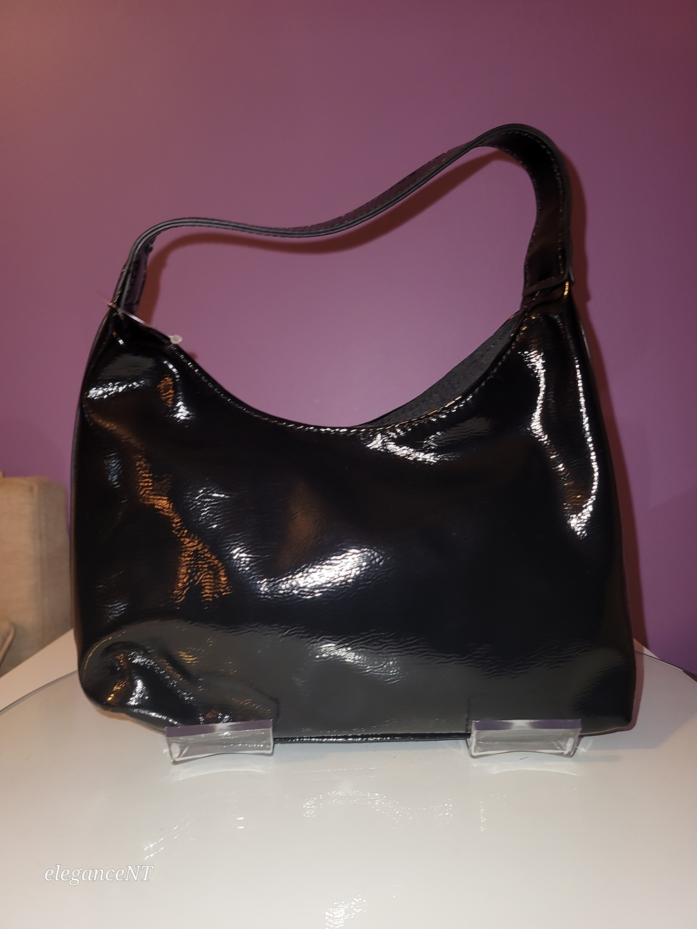 Old Navy Black Patent Mini Hobo Bag NWT - Picture 5 of 9